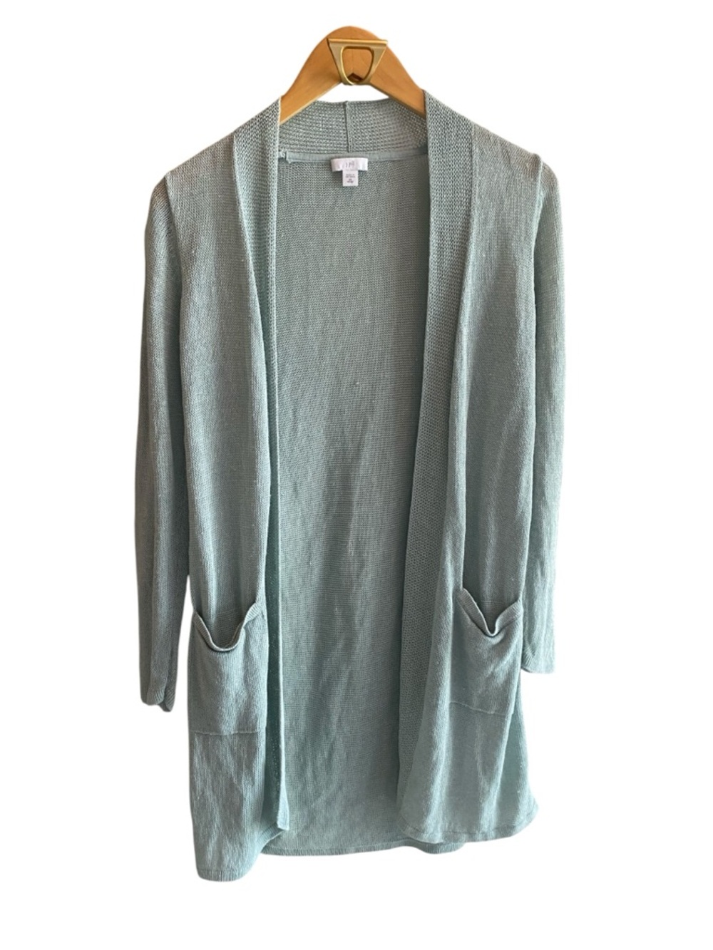 J.JILL Light Green Linen Blend Open Knit Cardigan